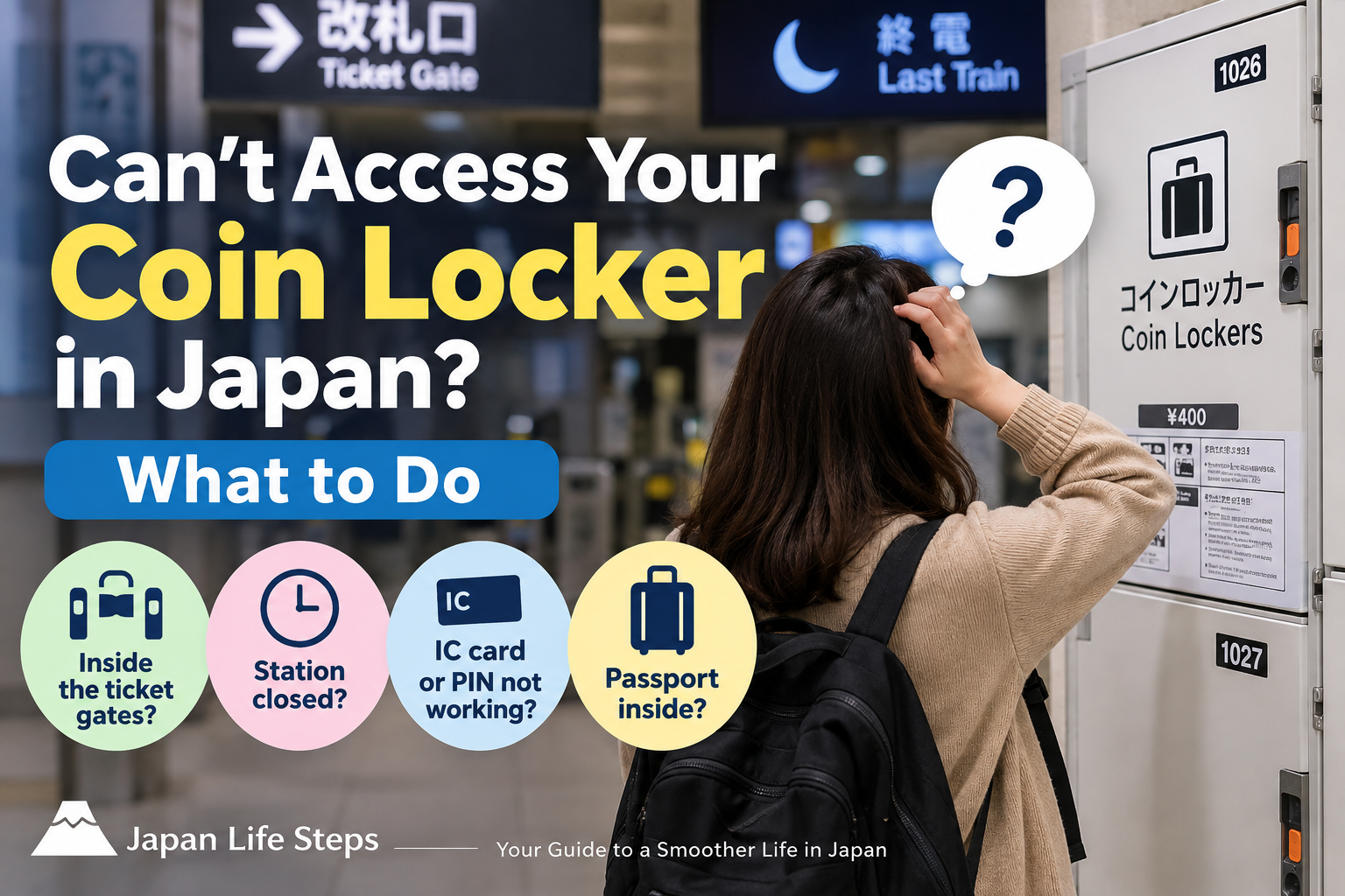 Traveler unable to access a coin locker in Japan at night