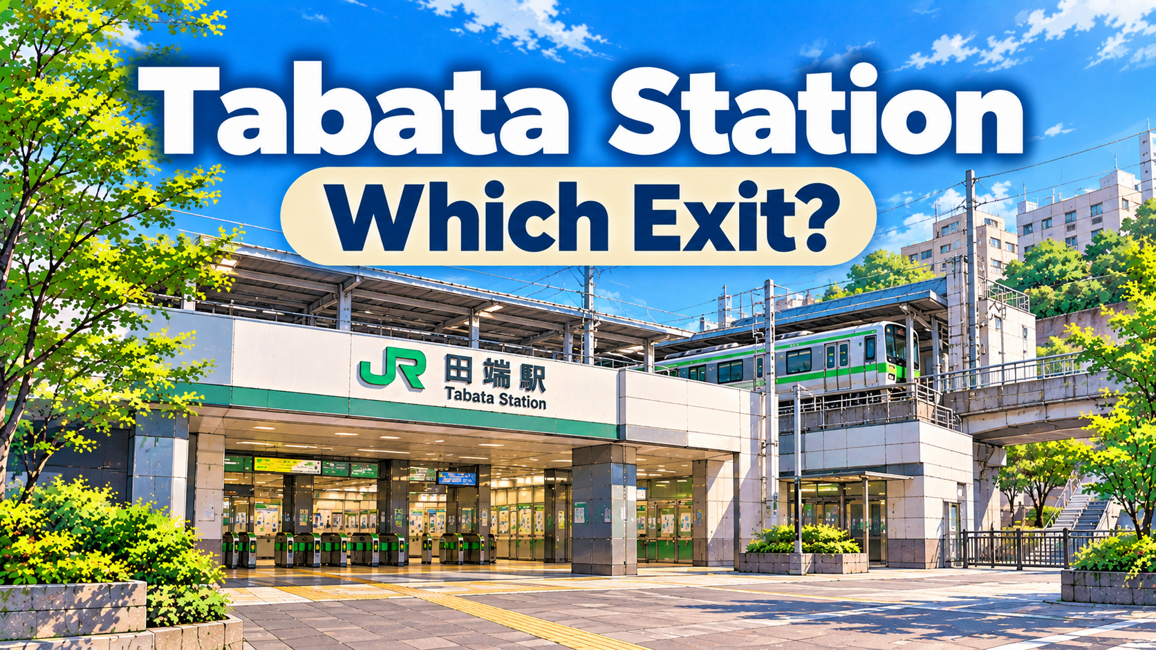 JR Tabata Station in Tokyo with North and South Exit guide